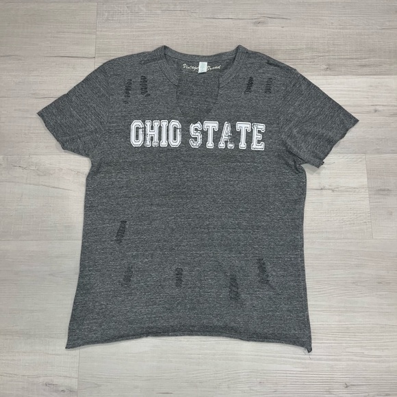 Vintage Brand Tops - Vintage Brand Gray Ohio State Customized Distressed T-Shirt Size Medium (M)